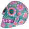 7.75" Blue & Pink Day of the Dead Skull Coin Bank
